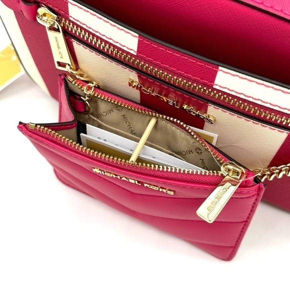 Michael Kors Jet Set Travel Small Top Zip Coin Pouch w ID Holder Electric Pink - Picture 12 of 13